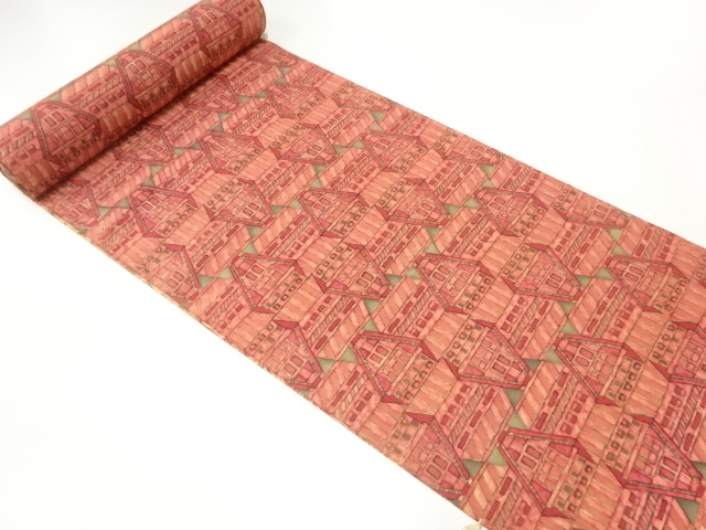 JAPANESE KIMONO / ANTIQUE BOLT FOR FOR HAORI COAT / SILK / ABSTRACT STRIPE